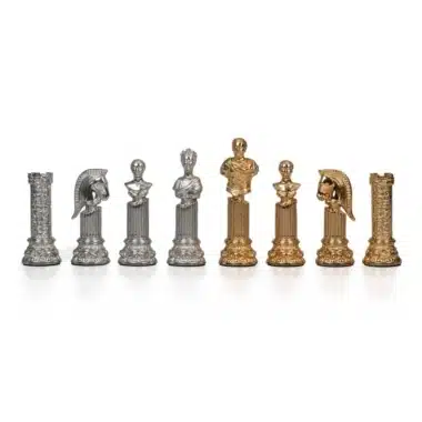 Jeu d'Echecs en Métal Plaqué Or et Argent Colonne Romaine – Image 5