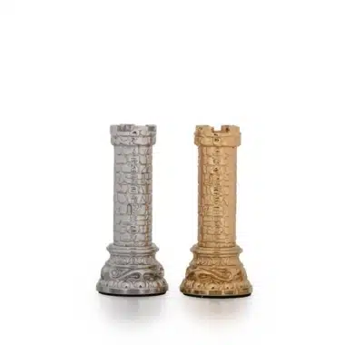 Jeu d'Echecs en Métal Plaqué Or et Argent Colonne Romaine – Image 9