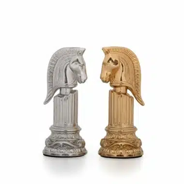 Jeu d'Echecs en Métal Plaqué Or et Argent Colonne Romaine – Image 8