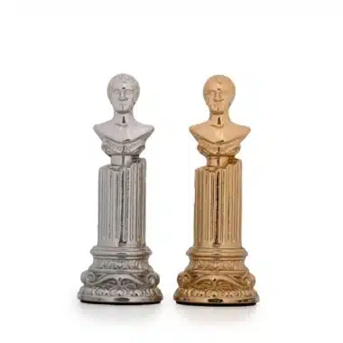 Jeu d'Echecs en Métal Plaqué Or et Argent Colonne Romaine – Image 7