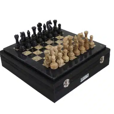 Ensemble "Temple Ancien" Echiquier et Jeu d'Echecs en Marbre – Image 6