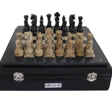 Ensemble "Temple Ancien" Echiquier et Jeu d'Echecs en Marbre – Image 7