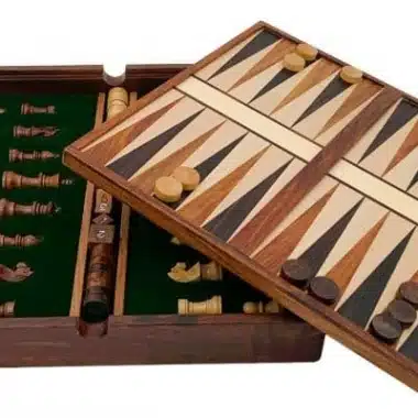 Ensemble Magnétique de Voyage avec Compartiment Rangement en Bois Echecs/Backgammon et Dames – Image 7