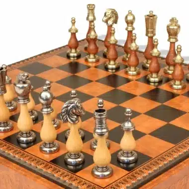 Ensemble Arabic Style VIII Echiquier Rangement et Pièces Echecs Staunton Bois et Métal – Image 3