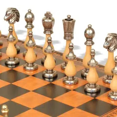 Ensemble Arabic Style VIII Echiquier Rangement et Pièces Echecs Staunton Bois et Métal – Image 5