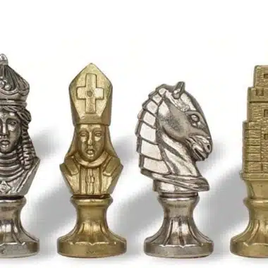 Ensemble Medieval IV Echiquier en Bois d'Erable & Jeu d'Echecs en Métal – Image 6