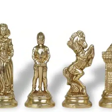 Ensemble Mary Stuart IX Echiquier sur Pied en Bois de Bruyère et d'Orme et Jeu d'Echecs en Métal – Image 10