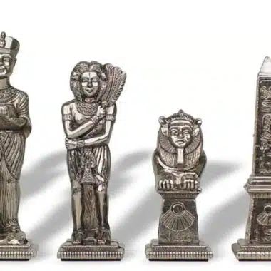 Ensemble "Egyptien" Echiquier en Similicuir & Jeu d'Echecs en Métal Massif – Image 4