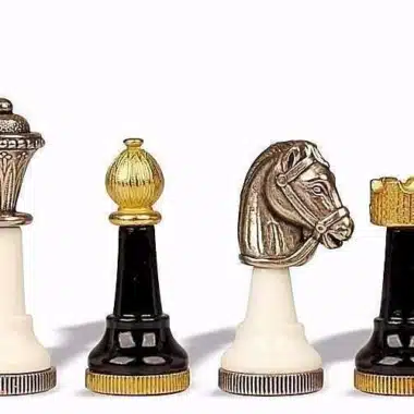 Jeu d'Echecs "Staunton Design" en Métal Massif Laqué Noir et Blanc