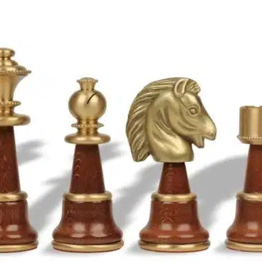 Ensemble Staunton XL Table Echiquier en Racine de Bruyère et Jeux d'Echecs en Bois et Laiton Massif – Image 3