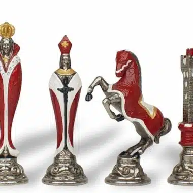 Jeu d'Echecs en Métal Peint à la Main Renaissance – Image 3