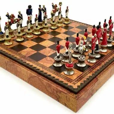 Ensemble Napoléon III, pièces peintes et échiquier façon carte ancienne