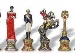 Ensemble Napoléon III Echiquier en Similicuir Rouge et Jeu d'Echecs en Métal Peint à la Main – Image 4
