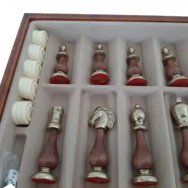 Ensemble Arabic Style VIII Echiquier Rangement et Pièces Echecs Staunton Bois et Métal – Image 10
