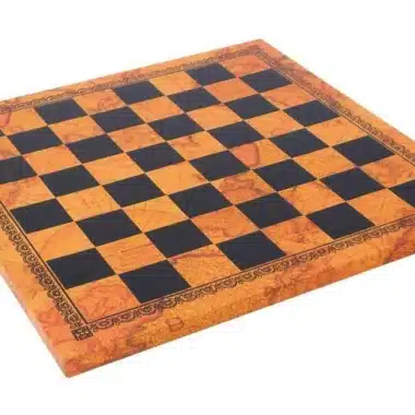 Ensemble "Camelot" Echiquier en Similicuir & Jeu d'Echecs en Métal Massif