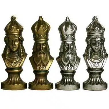 Ensemble Medieval IV Echiquier en Bois d'Erable & Jeu d'Echecs en Métal – Image 7