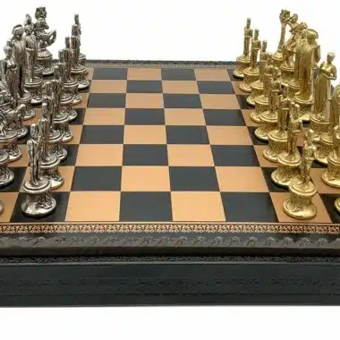 Ensemble Napoleon Echiquier en Similicuir & Jeu d'Echecs en Métal Massif – Image 4