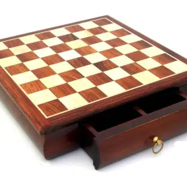 Ensemble Bataille de Waterloo II Echiquier en Bois de Rose avec Tiroir de Rangement & Jeu d'Echecs en Résine Peint à la Main – Image 8