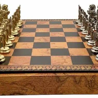 Ensemble Grand Napoléon II Echiquier avec Rangement et Jeu d'Echecs en Métal – Image 5