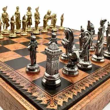 Ensemble Grand Napoléon II Echiquier avec Rangement et Jeu d'Echecs en Métal – Image 4