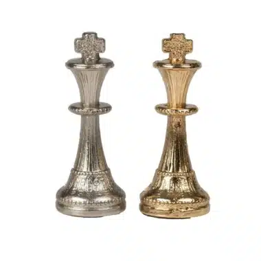 Ensemble Mignon Flower VI Echiquier avec Rangement et Jeu d'Echecs Métal Plaqué Or et Argent – Image 8