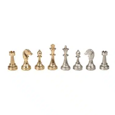 Ensemble Mignon Flower VI Echiquier avec Rangement et Jeu d'Echecs Métal Plaqué Or et Argent – Image 3