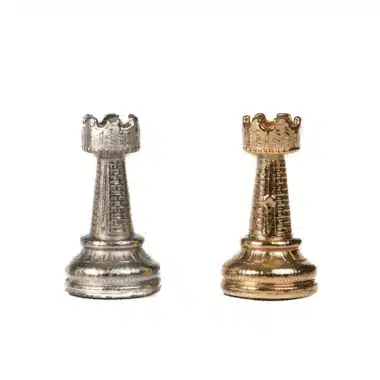 Ensemble Mignon Flower VI Echiquier avec Rangement et Jeu d'Echecs Métal Plaqué Or et Argent – Image 11