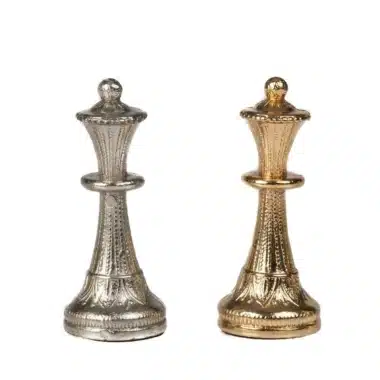 Ensemble Mignon Flower VI Echiquier avec Rangement et Jeu d'Echecs Métal Plaqué Or et Argent – Image 9