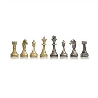 Ensemble Mignon Flower XI Echiquier avec Rangement en Bois de Noyer et Erable et Jeu d'Echecs en Métal – Image 9