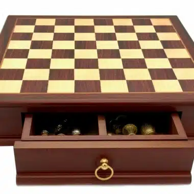Ensemble Classic XV Echiquier en Bois d'Acajou et Erable et Jeu d'Echecs en Bois et Métal – Image 12