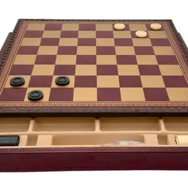 Ensemble Staunton Mix V Echiquier Rouge avec Rangement et Jeu d'Echecs en Métal – Image 8
