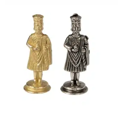 Ensemble Camelot Roi Arthur VII Echiquier en Similicuir & Jeu d'Echecs en Métal Massif – Image 17
