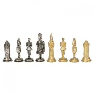 Ensemble Camelot Roi Arthur VII Echiquier en Similicuir & Jeu d'Echecs en Métal Massif – Image 21