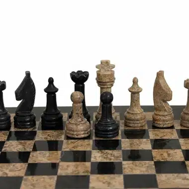 Ensemble "Temple Ancien" Echiquier et Jeu d'Echecs en Marbre – Image 5