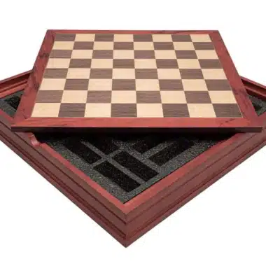 Ensemble Mignon Flower XI Echiquier avec Rangement en Bois de Noyer et Erable et Jeu d'Echecs en Métal – Image 14