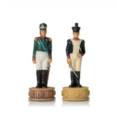 Ensemble Napoléon Campagne de Russie IV Jeu d'Echecs en Résine et Echiquier en Similicuir Vert – Image 12