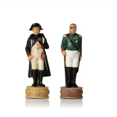 Ensemble Napoléon Campagne de Russie IV Jeu d'Echecs en Résine et Echiquier en Similicuir Vert – Image 13