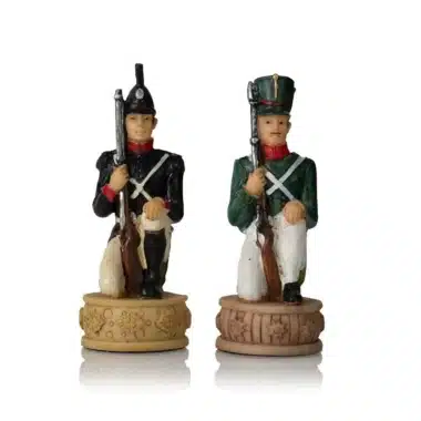 Ensemble Napoléon Campagne de Russie IV Jeu d'Echecs en Résine et Echiquier en Similicuir Vert – Image 14