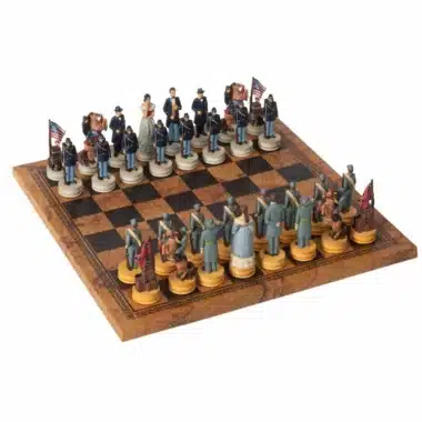 Ensemble Guerre de Sécession II Echiquier en Similicuir Carte du Monde et Pièces d'Echecs Guerre de Sécession – Image 3