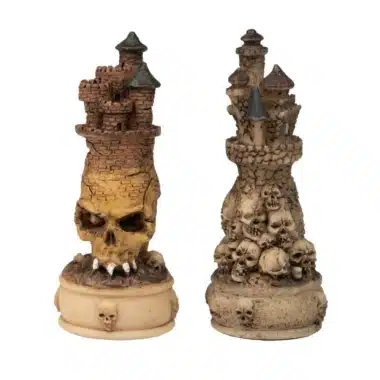 Ensemble Mort-Vivant II Echiquier en Similicuir Noir Avec Rangement et Jeu d'Echecs en Résine Peint à la Main – Image 13