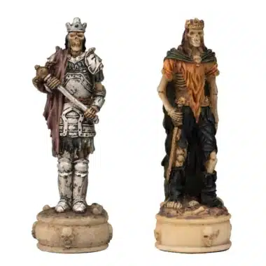 Ensemble Mort-Vivant II Echiquier en Similicuir Noir Avec Rangement et Jeu d'Echecs en Résine Peint à la Main – Image 9