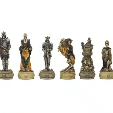 Ensemble Mort-Vivant IV Echiquier en Bois d'Erable Noir et Jeu d'Echecs en Résine Peint à la Main – Image 14