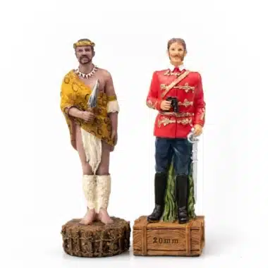 Ensemble Guerre Anglo-Zouloue II Echiquier en Similicuir avec Rangement et Jeu d'Echecs en Résine Peint à la Main – Image 8