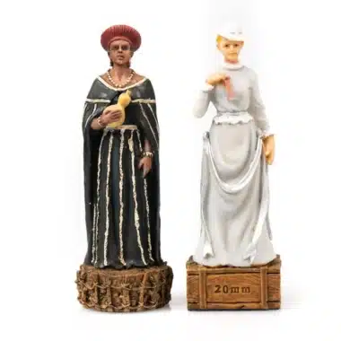 Ensemble Guerre Anglo-Zouloue II Echiquier en Similicuir avec Rangement et Jeu d'Echecs en Résine Peint à la Main – Image 6