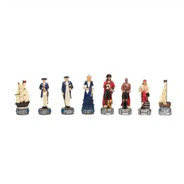 Ensemble Pirates III Echiquier en Similicuir et Jeu d'Echecs en Résine Peint à la Main – Image 8