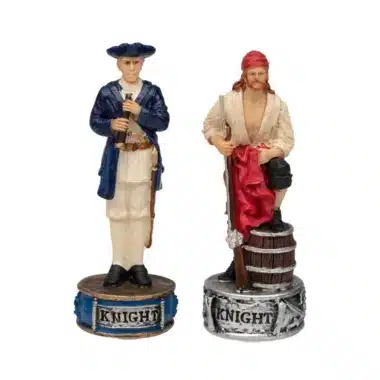 Ensemble Pirates III Echiquier en Similicuir et Jeu d'Echecs en Résine Peint à la Main – Image 13