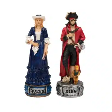 Ensemble Pirates III Echiquier en Similicuir et Jeu d'Echecs en Résine Peint à la Main – Image 12