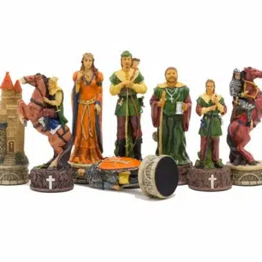 Ensemble Robin des Bois II Echiquier en Bois d'Erable et de Bruyère & Jeu d'Echecs en Résine Peint à la Main – Image 10