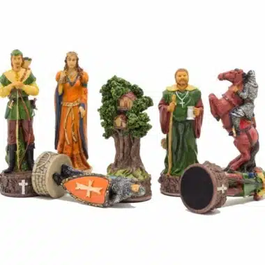 Ensemble Robin des Bois II Echiquier en Bois d'Erable et de Bruyère & Jeu d'Echecs en Résine Peint à la Main – Image 9