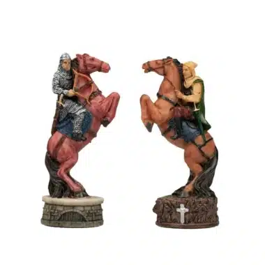 Ensemble Robin des Bois Echiquier en Similicuir & Jeu d'Echecs en Résine Peint à la Main – Image 14
